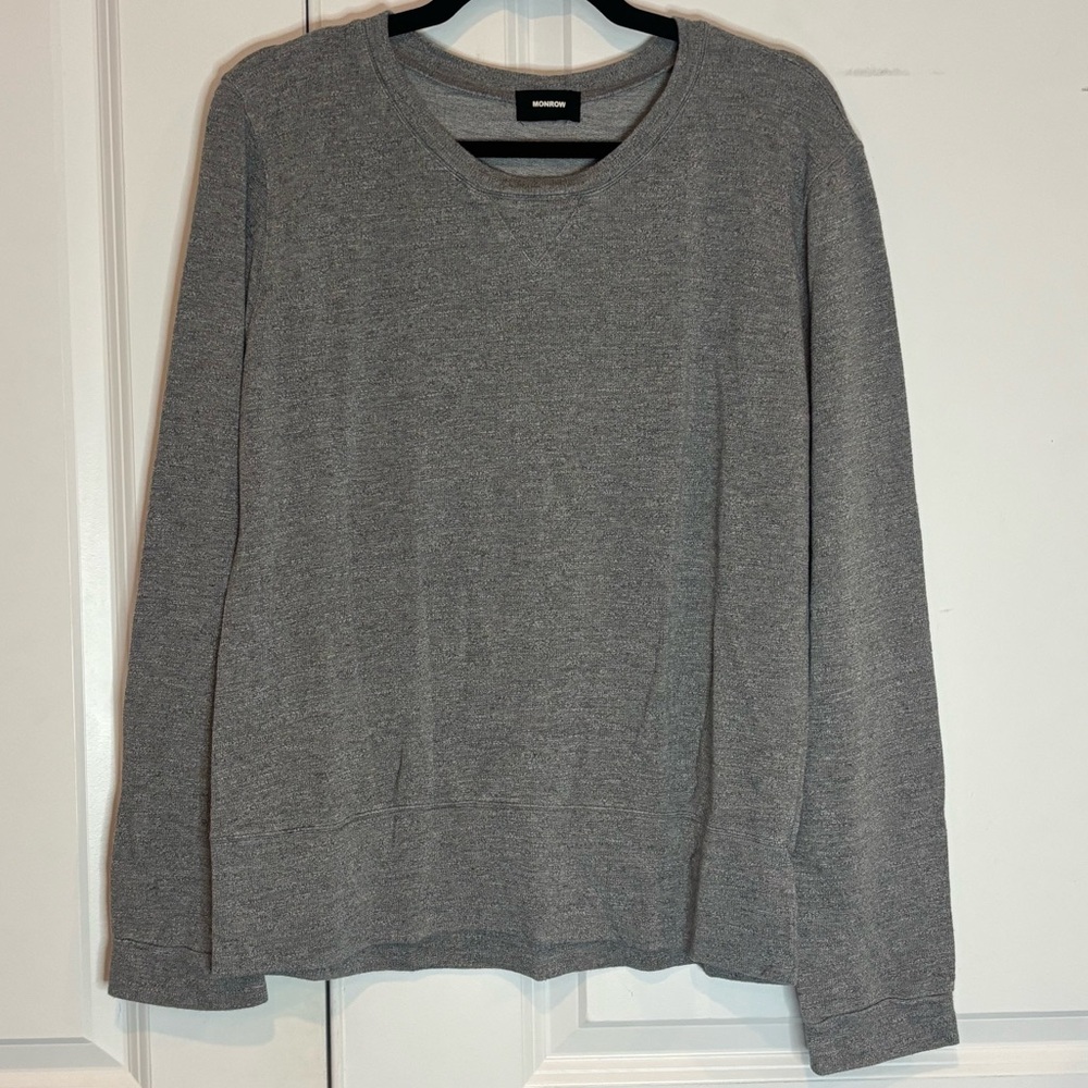 Monrow Gray Crew Neck Lightweight Long Sleeve Pullover Top L